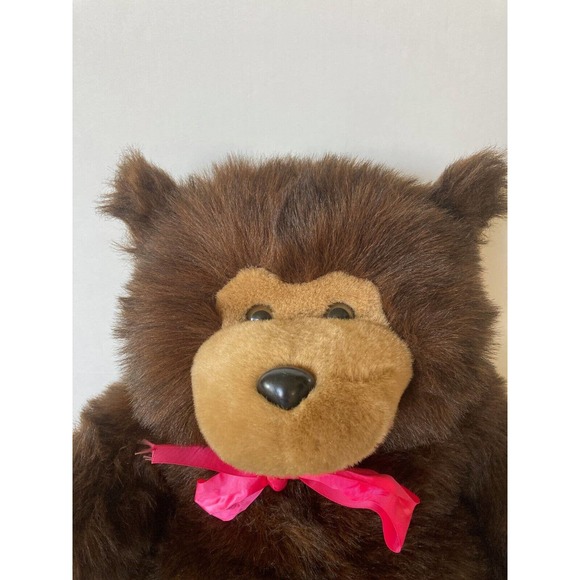 VINTAGE CHRISHA PLAYFUL PLUSH BROWN BEAR TEDDY HUGE LARGE STUFFED ANIMAL 1988 - Picture 2 of 12